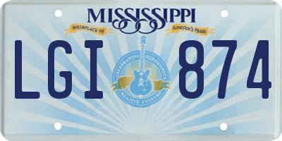 MS license plate LGI874