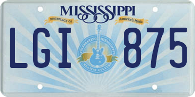 MS license plate LGI875