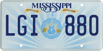 MS license plate LGI880
