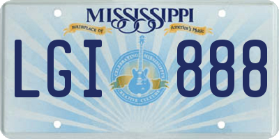 MS license plate LGI888