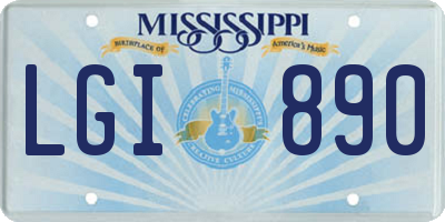 MS license plate LGI890