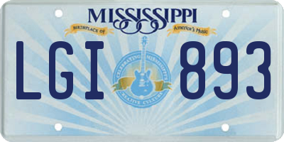 MS license plate LGI893