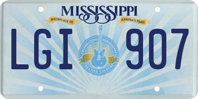 MS license plate LGI907
