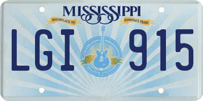 MS license plate LGI915