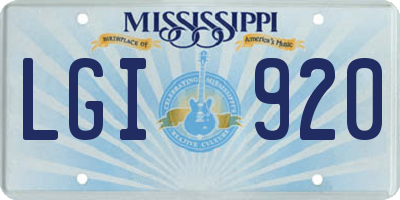 MS license plate LGI920