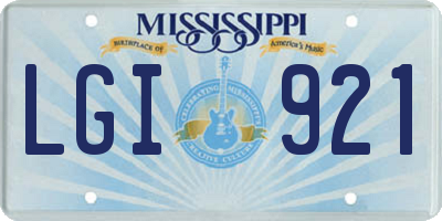MS license plate LGI921