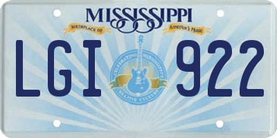 MS license plate LGI922