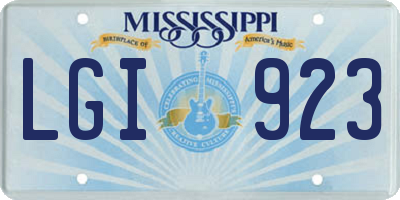 MS license plate LGI923