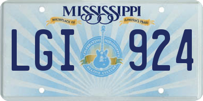 MS license plate LGI924
