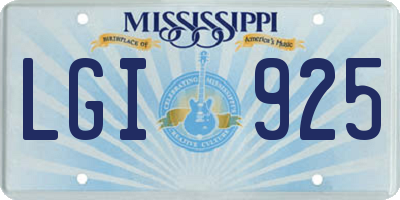 MS license plate LGI925