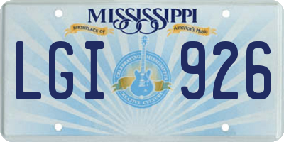 MS license plate LGI926