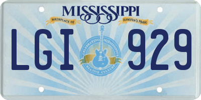 MS license plate LGI929