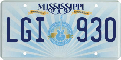 MS license plate LGI930