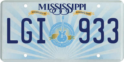 MS license plate LGI933