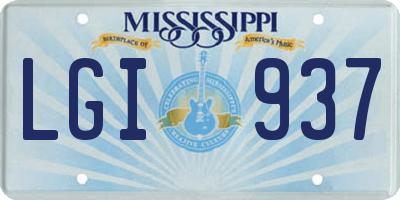MS license plate LGI937