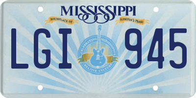 MS license plate LGI945