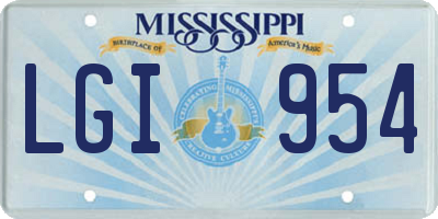 MS license plate LGI954