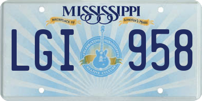 MS license plate LGI958