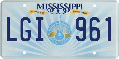 MS license plate LGI961
