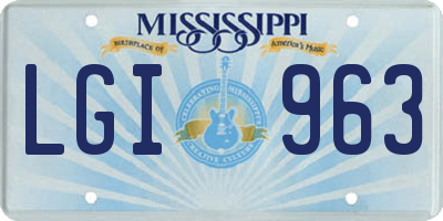 MS license plate LGI963