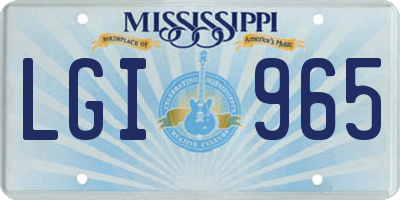 MS license plate LGI965