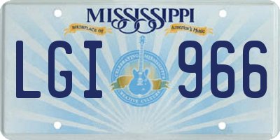 MS license plate LGI966