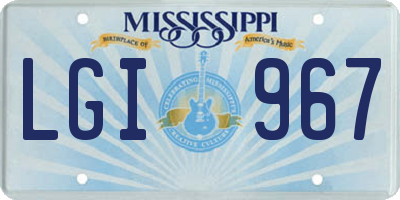 MS license plate LGI967