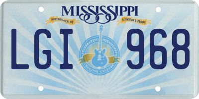 MS license plate LGI968