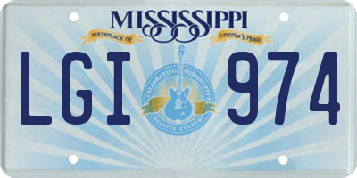 MS license plate LGI974