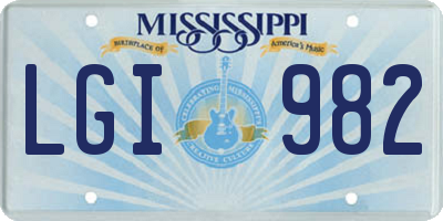 MS license plate LGI982