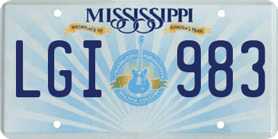 MS license plate LGI983