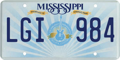 MS license plate LGI984