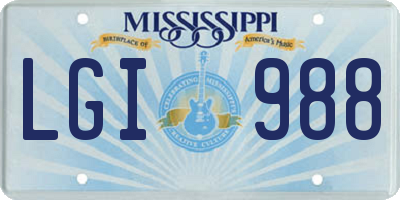 MS license plate LGI988