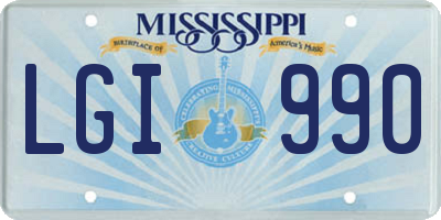 MS license plate LGI990