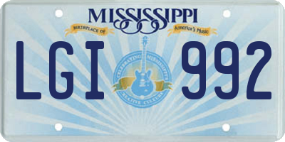 MS license plate LGI992