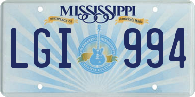 MS license plate LGI994