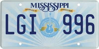 MS license plate LGI996