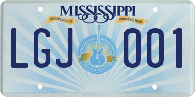 MS license plate LGJ001