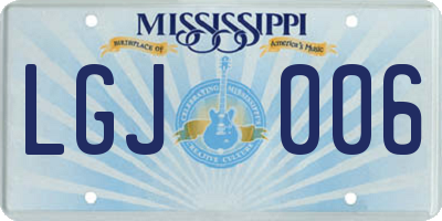 MS license plate LGJ006