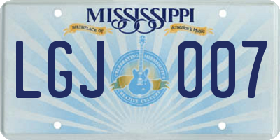 MS license plate LGJ007