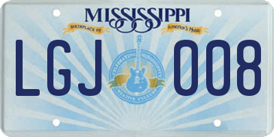 MS license plate LGJ008