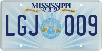 MS license plate LGJ009