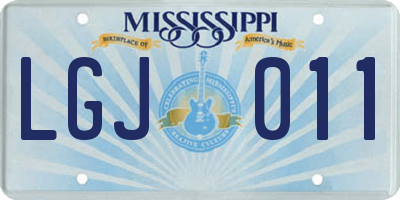 MS license plate LGJ011