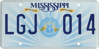 MS license plate LGJ014