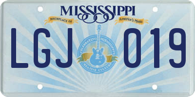 MS license plate LGJ019