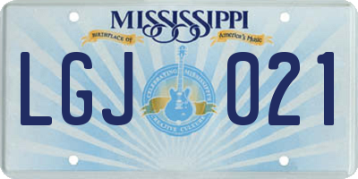 MS license plate LGJ021