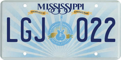MS license plate LGJ022