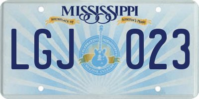 MS license plate LGJ023
