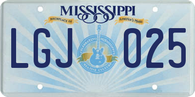 MS license plate LGJ025