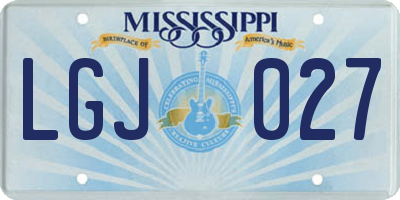 MS license plate LGJ027
